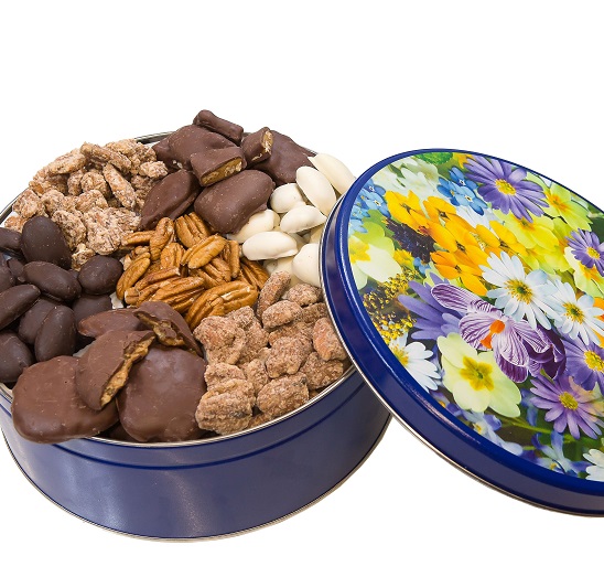TIN, PECAN FAVORITE GIFT TIN, FLOWER BLOSSOM